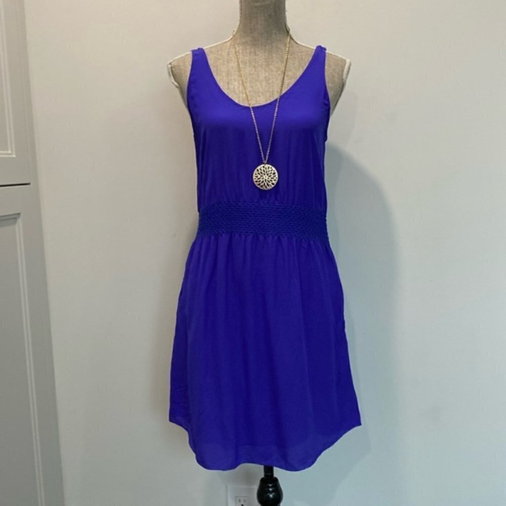 Aritzia Royal Blue Mini Silk Slip Dress - Picture 4 of 13